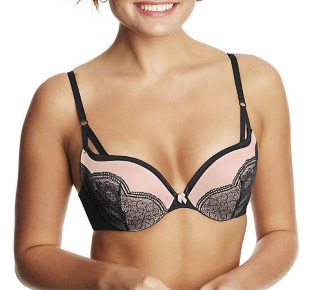 Maidenform Women Love the Lift Push Up Bra Black/Gentle Peach Size 34D